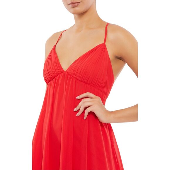 MAC DUGGAL Ruffle V-Neck Criss-Cross Mini Dress NEW NWT - Picture 2 of 10